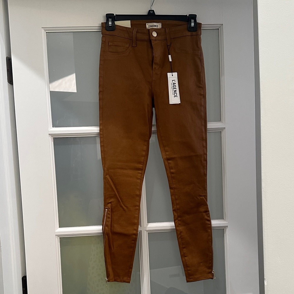 L'AGENCE Chocolate Brown Slim Pants